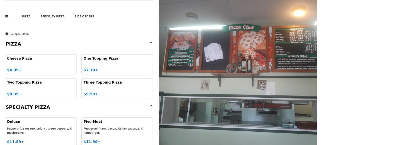 Pizza Chef Menu