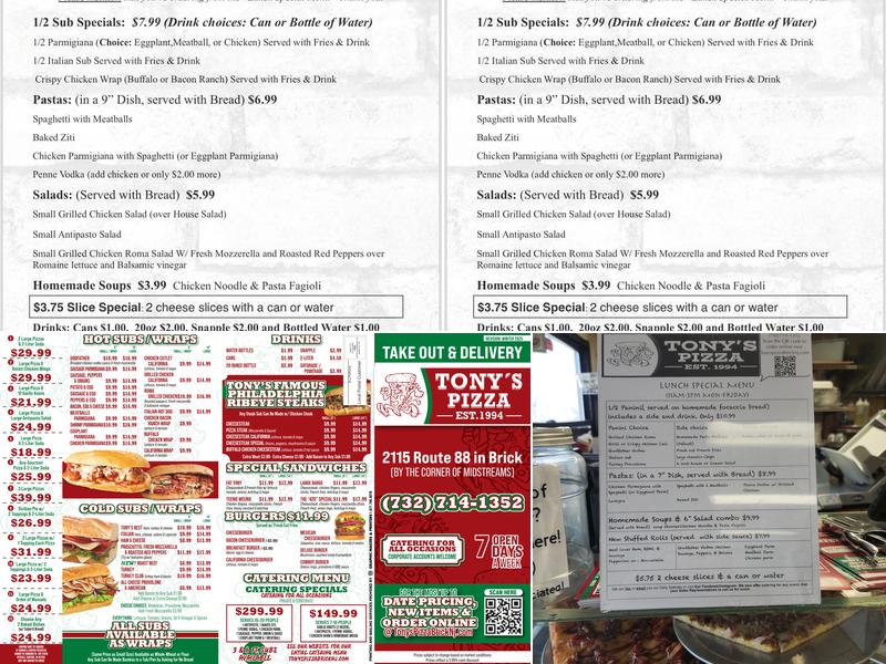 Tony's Pizza And Subs Menu