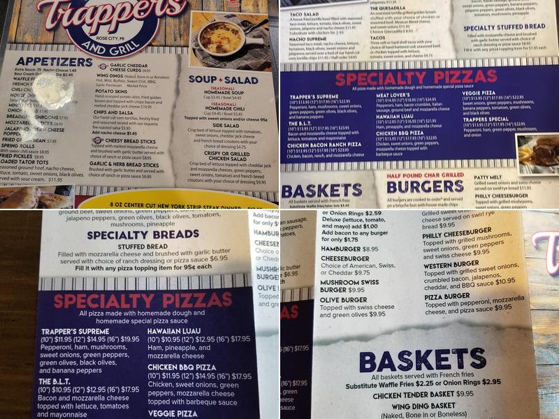 Trapper's Sports Bar and Grill Menu