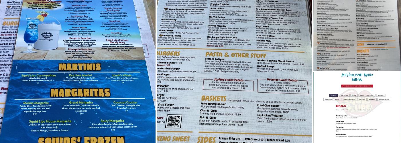 Squid Lips Menu