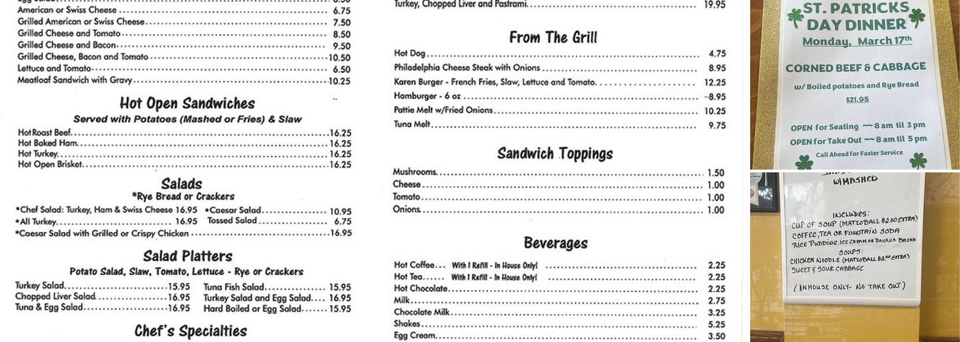 Irv & Karen's Hot Pastrami Deli & Restaurant Menu