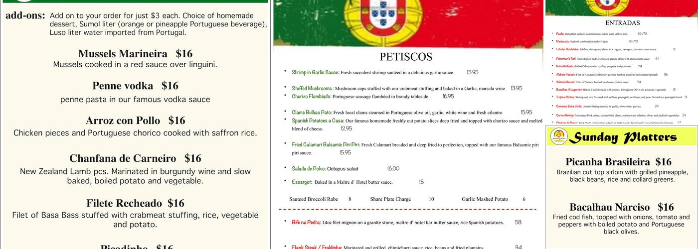 Spanish Potato Grill Menu