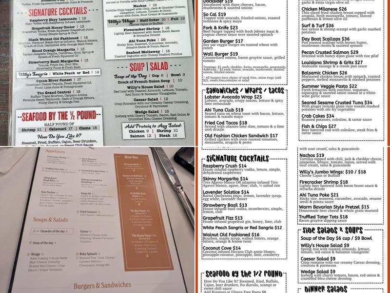 Harpoon Willy's Menu