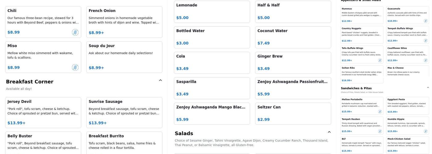 Kaya's Kitchen Menu