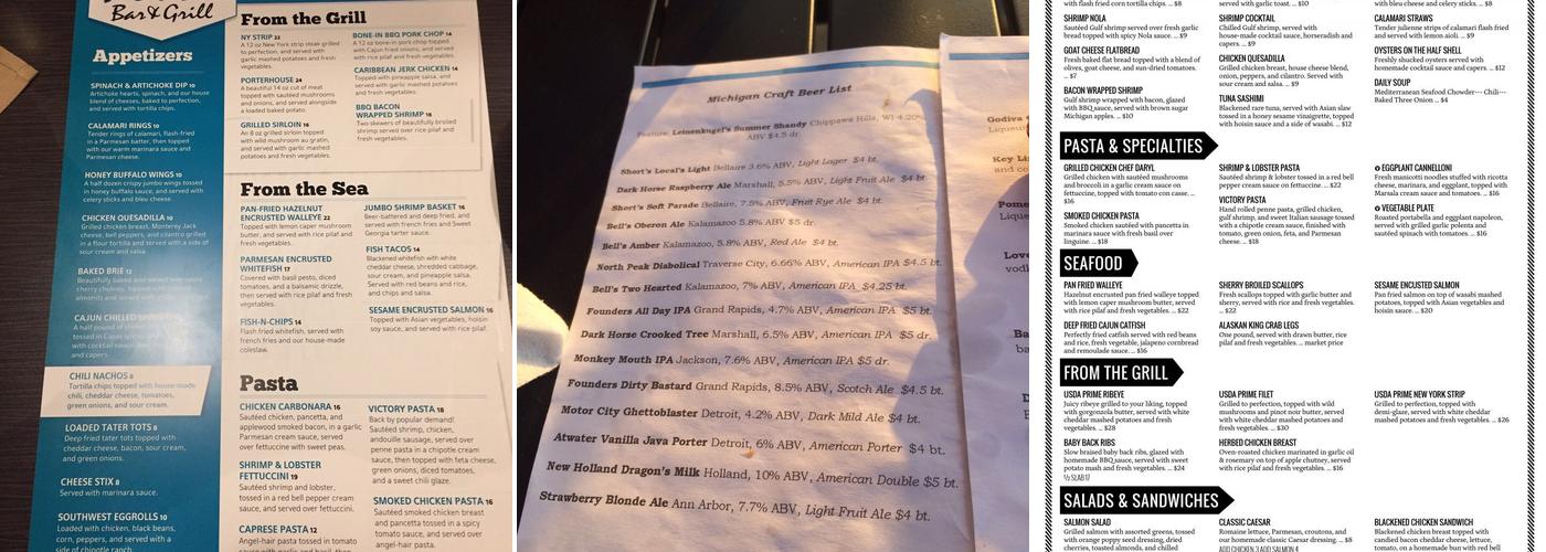 The Pointe Bar & Grill Menu