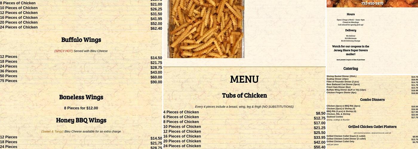 Chicken Town Menu