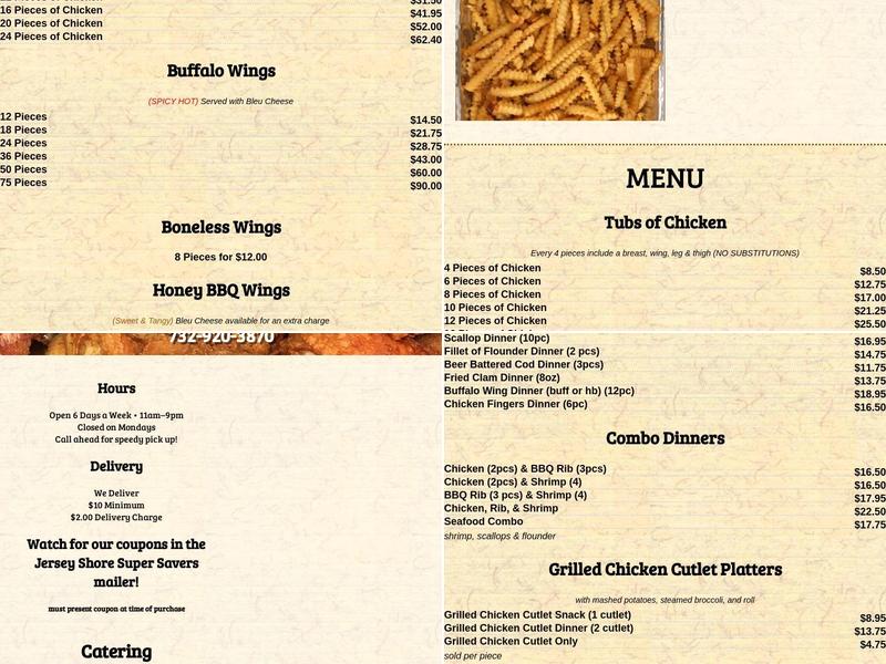 Chicken Town Menu