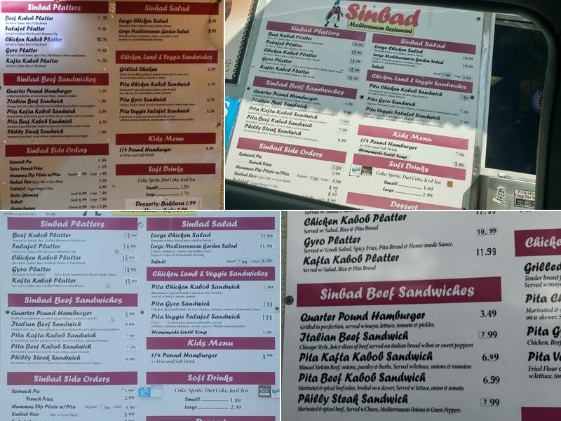 Sinbad's Fast Food Menu