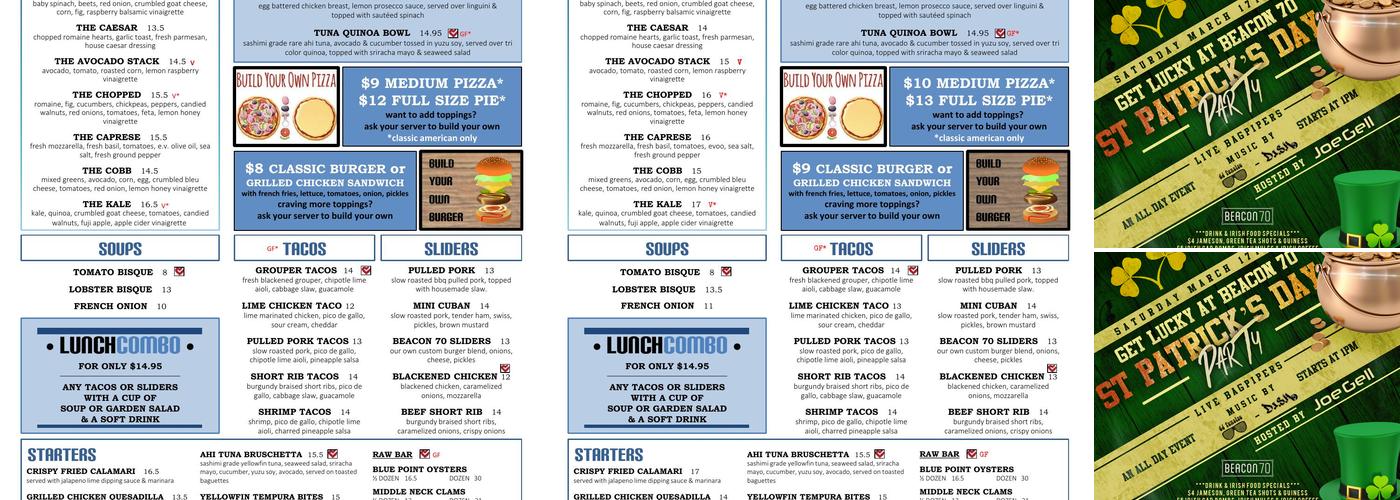 Beacon 70 Menu