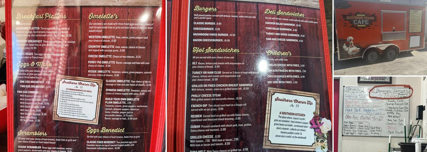 Southern Charm Cafe Menu