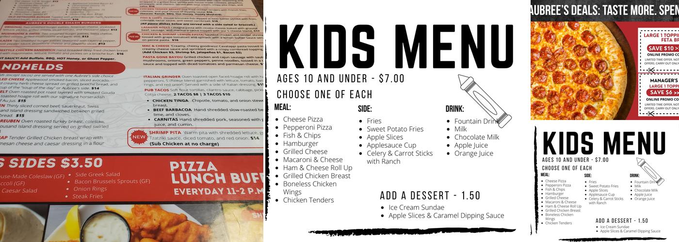 Aubree's Pizzeria and Grill Menu
