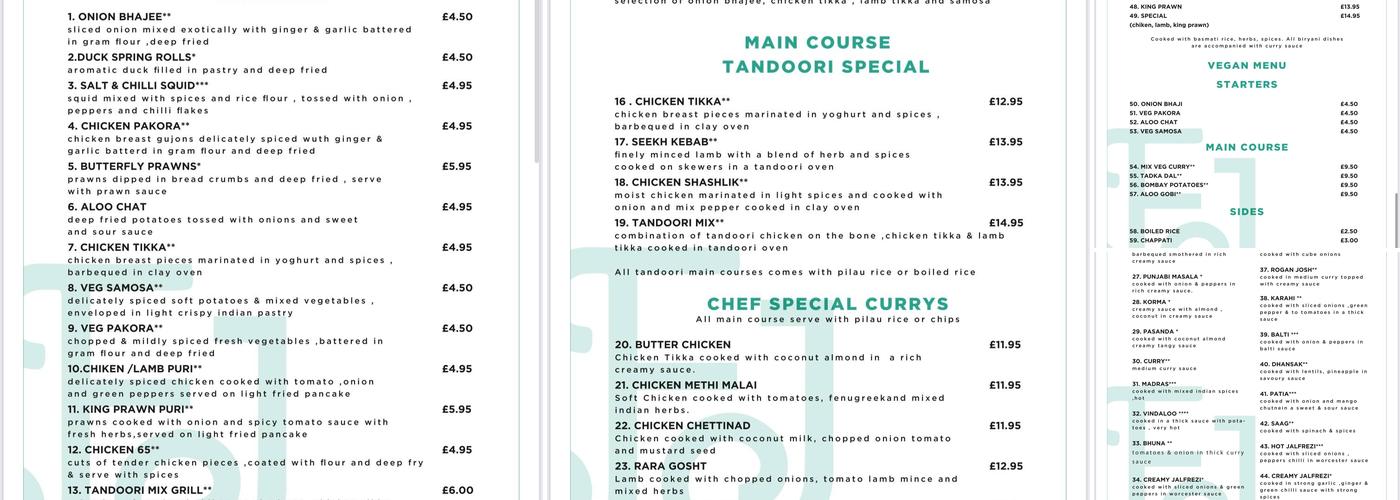 Flavour Junction Menu