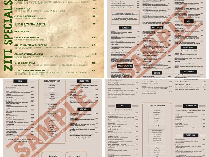 ZITI Bar & Grill Menu