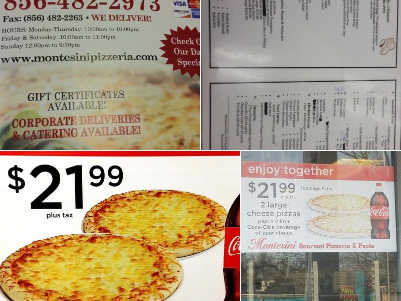 Montesini Gourmet Pizzeria & Pasta Menu