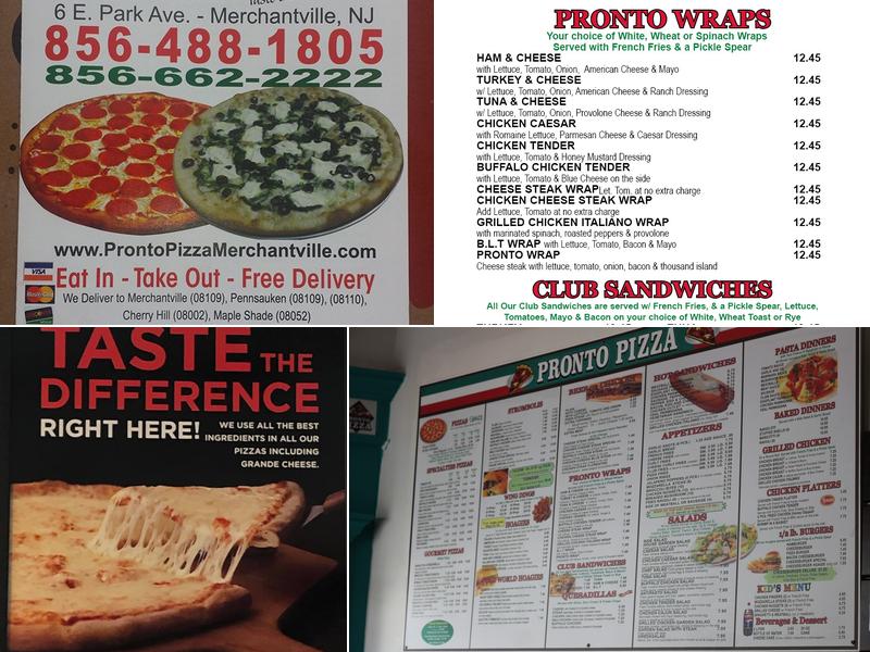 Pronto Pizza Menu