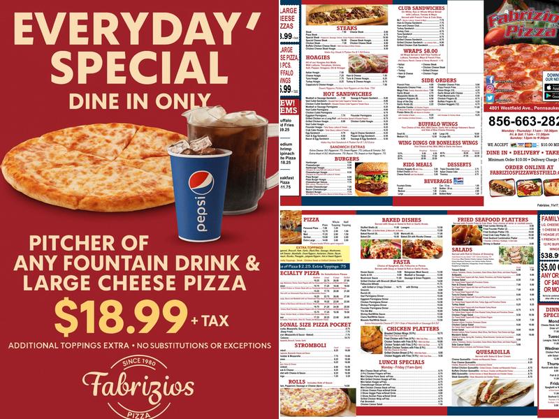 Fabrizio's Pizza Menu