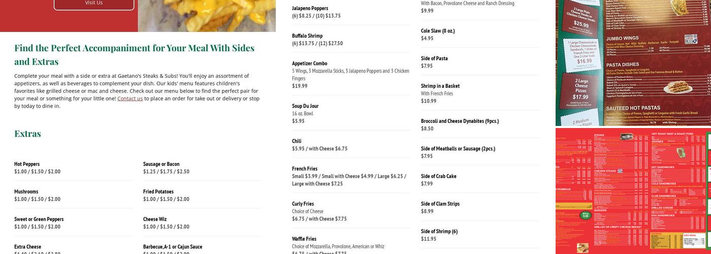 Gaetano's of Pennsauken Menu