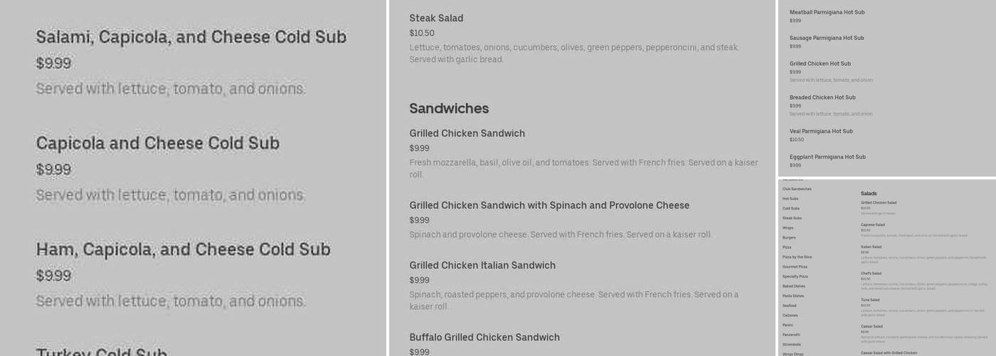 Angelo's Pizza Menu