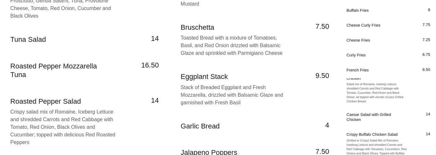 Ralph’s Pizza Menu