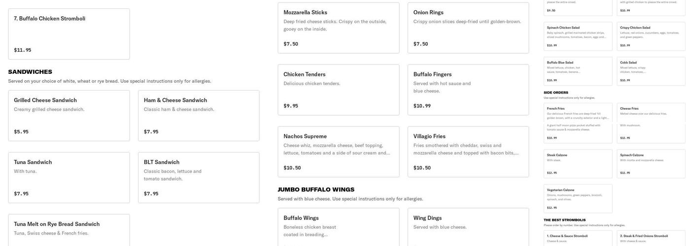 Original George's Burgers Menu