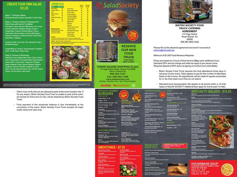 Salad Society / Society of Burgers Menu