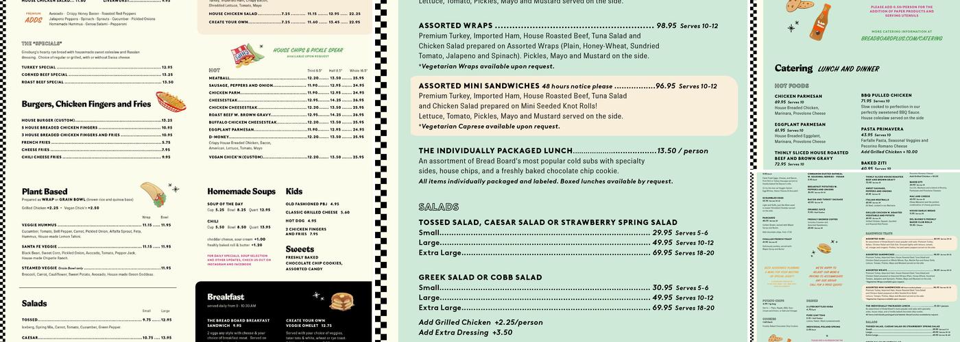 The Bread Board Plus Menu