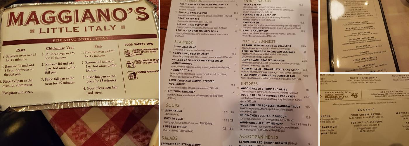 Maggiano's Little Italy Menu
