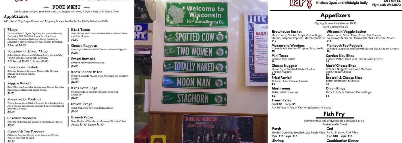 Plymouth Tap Menu