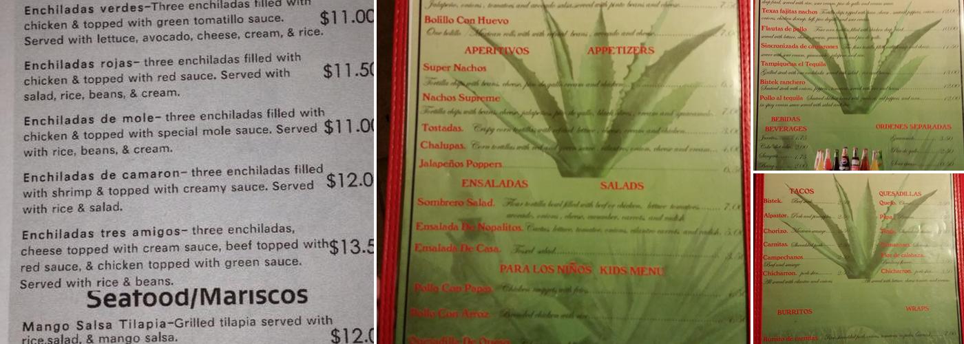 El Tequila Mexican Restaurant Menu