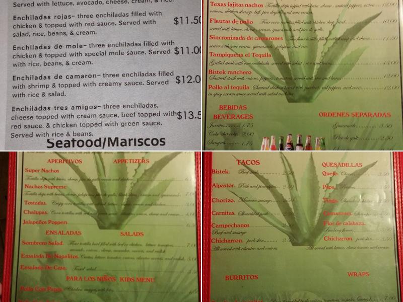 El Tequila Mexican Restaurant Menu