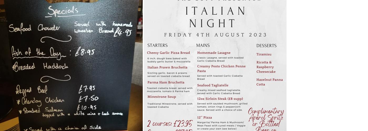 The Glencloy Inn Menu