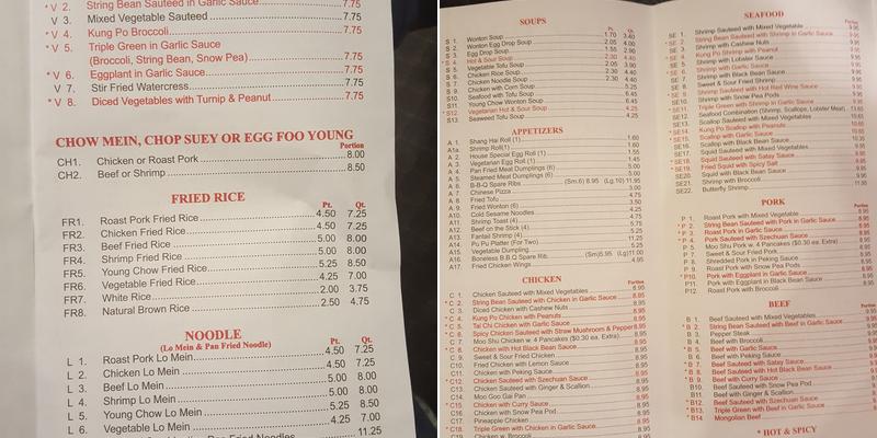 Tao Yuan Bistro Menu