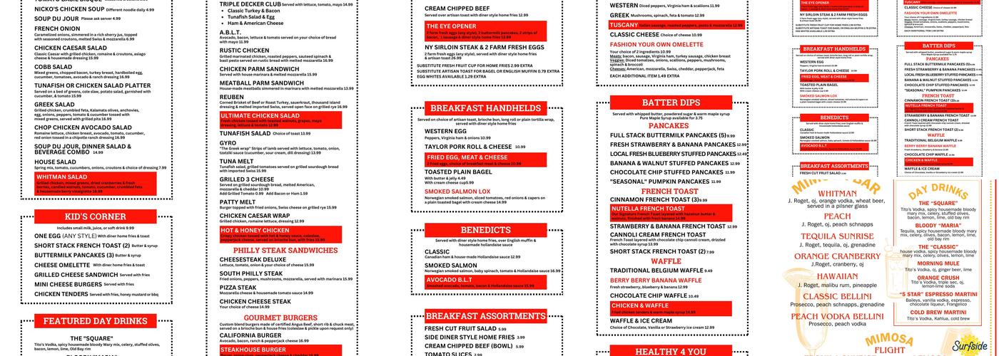 Whitman Diner Menu