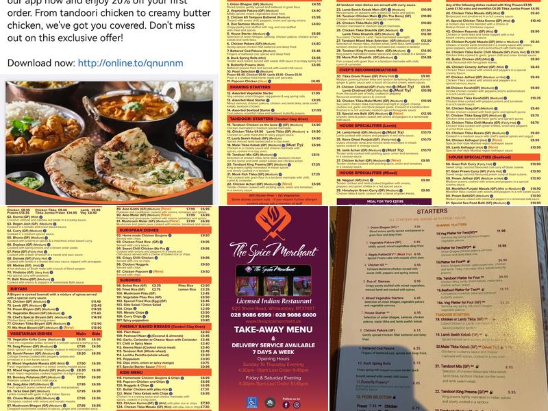 The Spice Merchant Menu