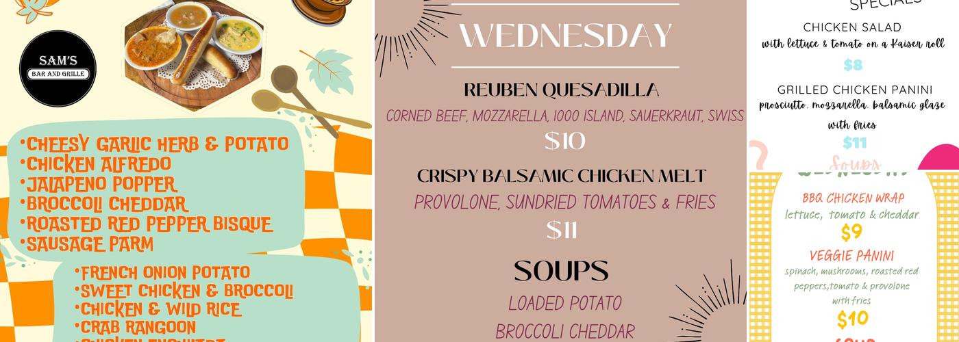 Sam's Bar & Grille Menu