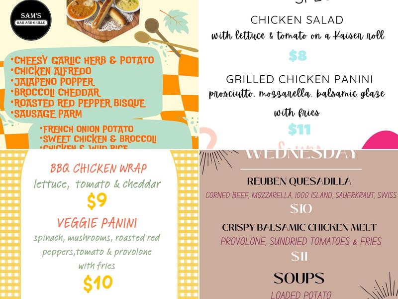 Sam's Bar & Grille Menu