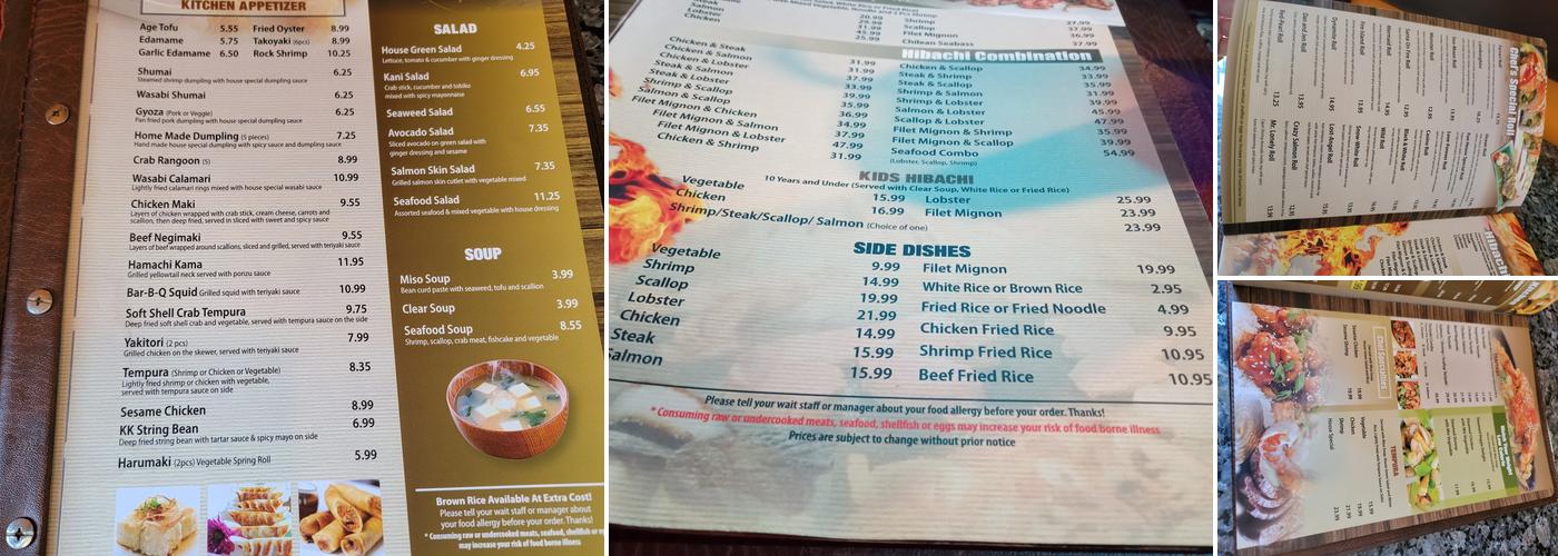 Kabuki Japanese Cuisine Menu