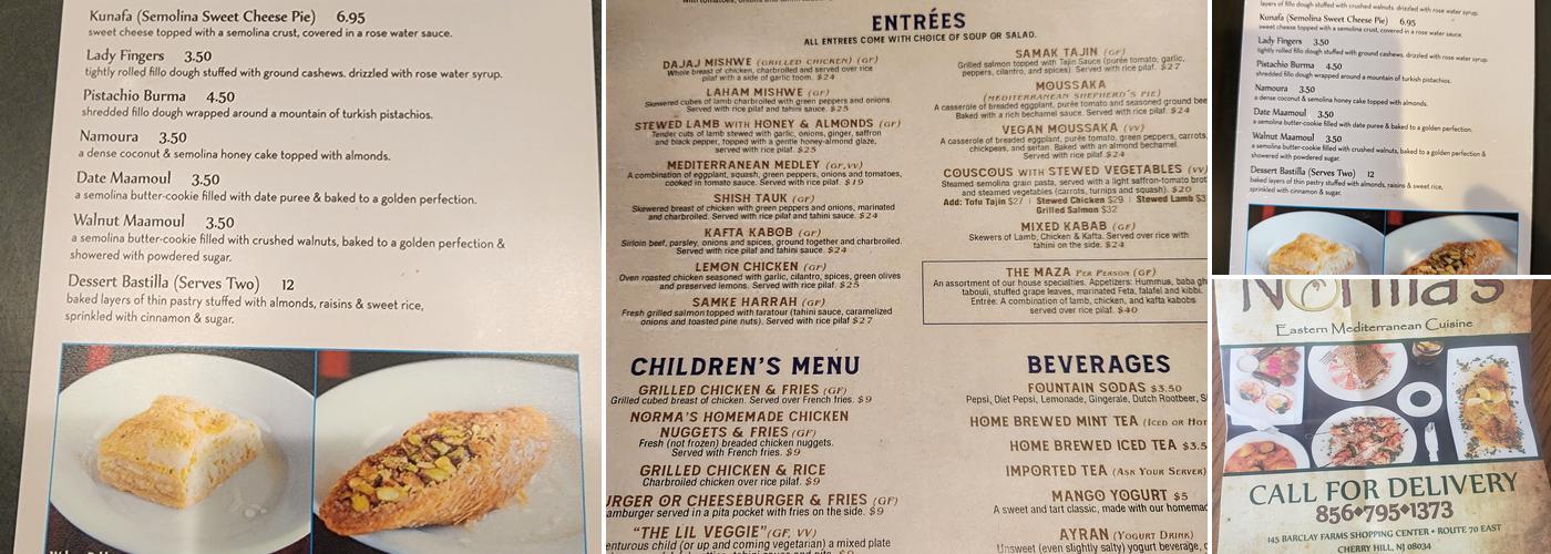Normas Mediterranean and Middle Eastern Restaurant Menu