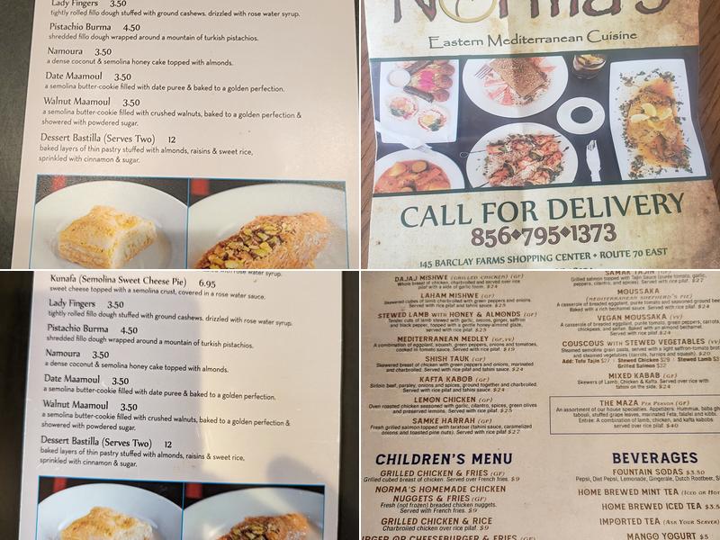 Normas Mediterranean and Middle Eastern Restaurant Menu