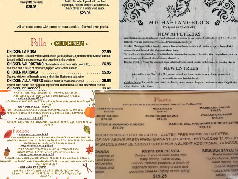 Michaelangelo's Italian Restaurant Menu