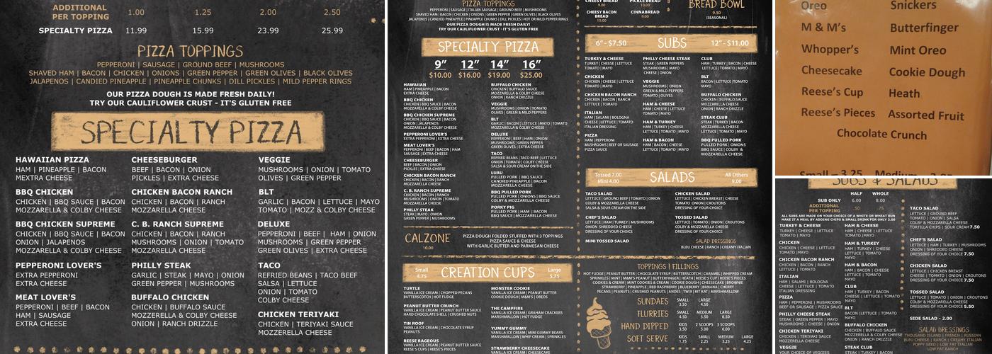 Reading Pizza Barn Menu