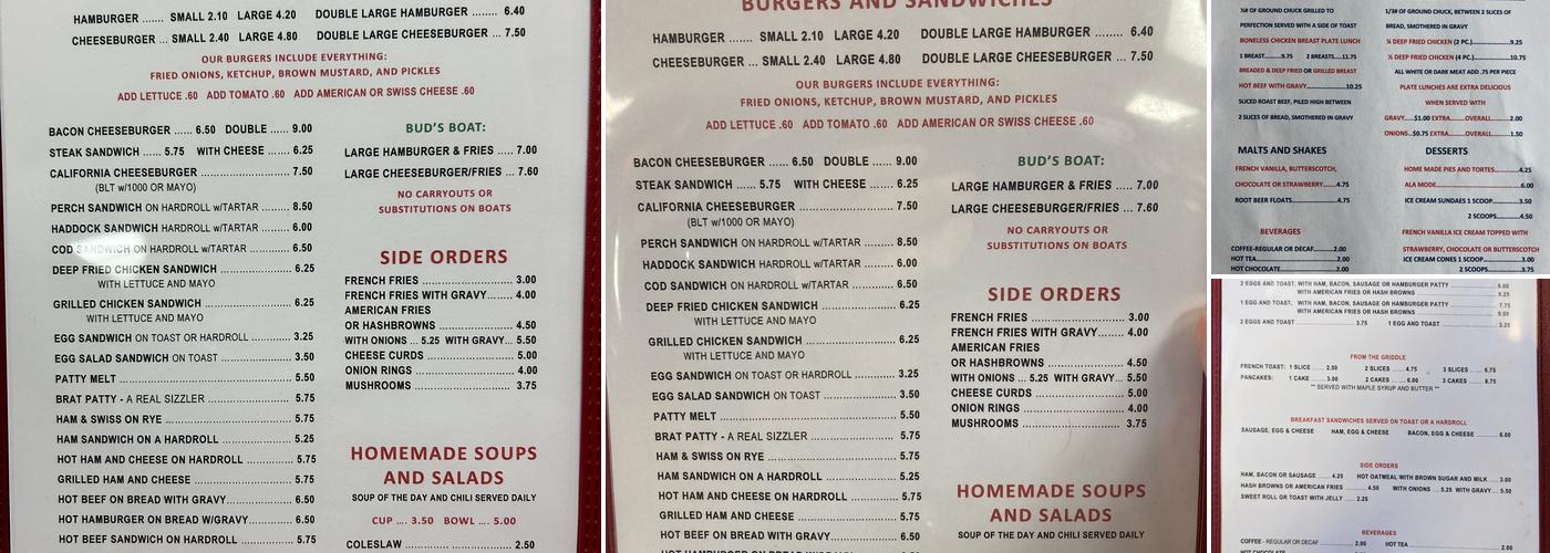 Bud Willman's Lunch Menu