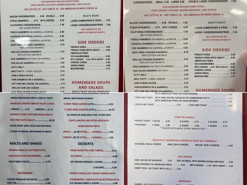 Bud Willman's Lunch Menu