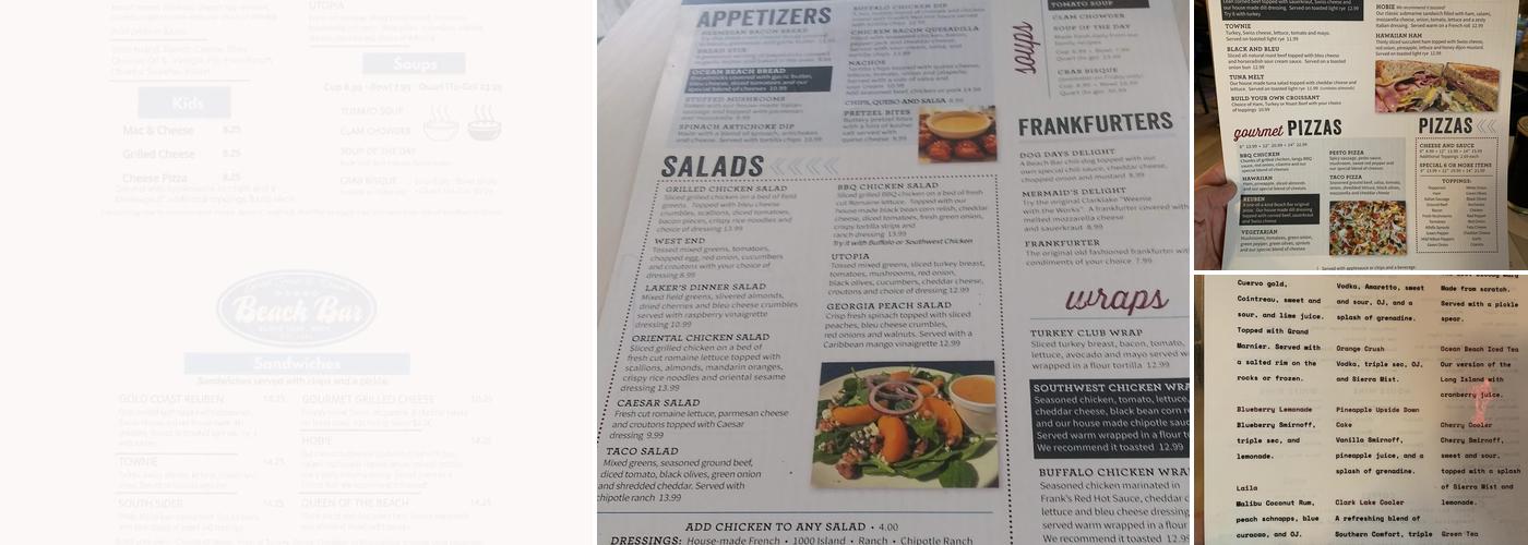 The Beach Bar Menu