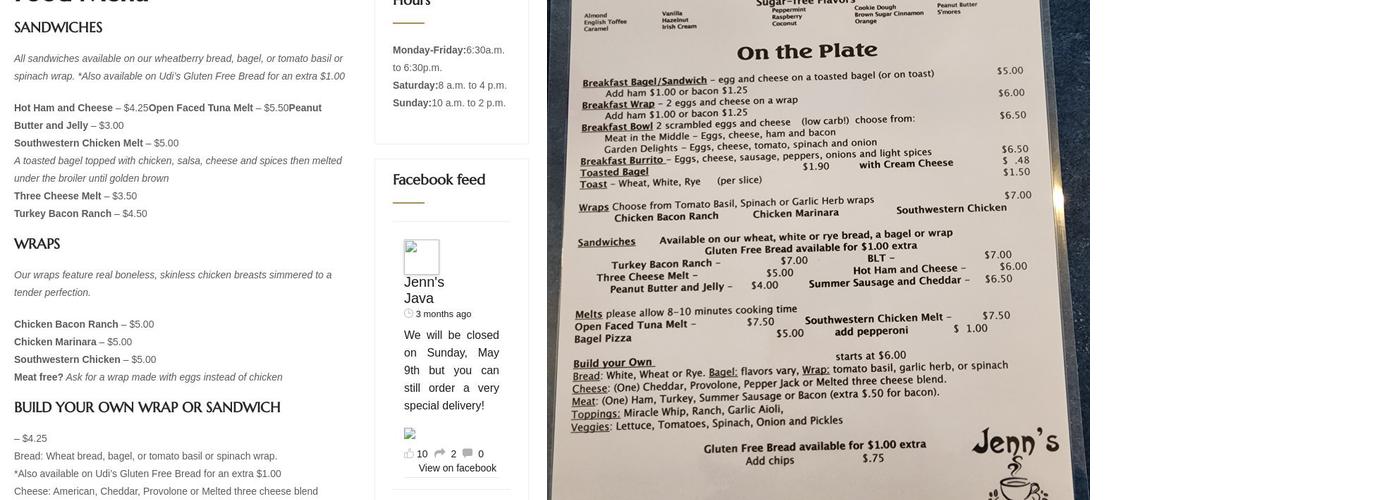 Jenn's Java Menu