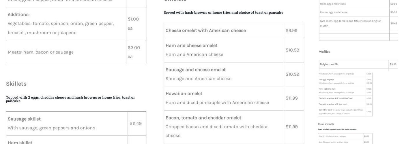 Dali's Cafe Menu