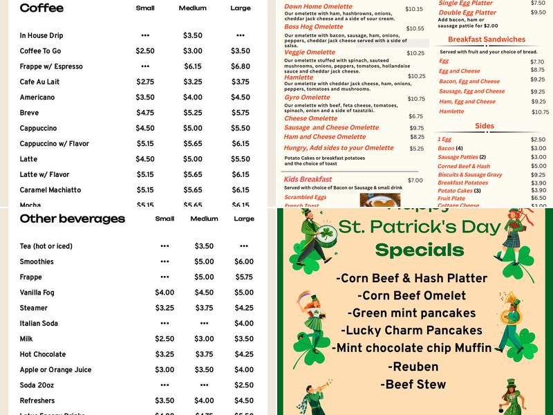 Manitowoc Coffee Menu