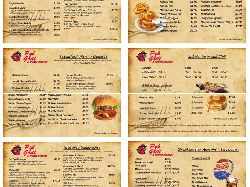 Big Apple Pub & Grill Menu