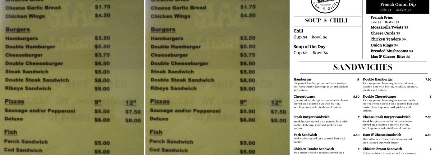 Train Wreck Bar & Grill Menu