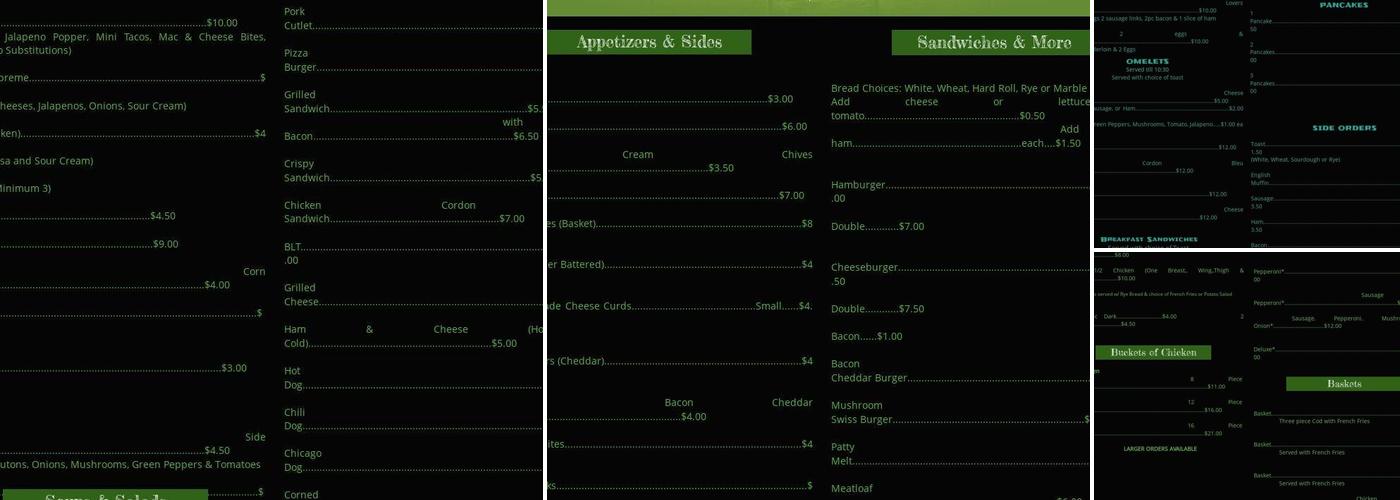 Shooter Malone's Menu